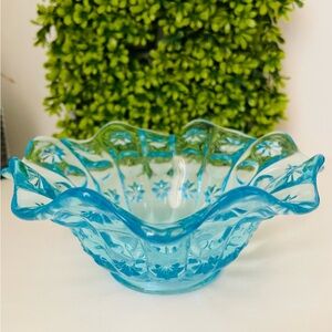 Blue Glass Decorative Bowl